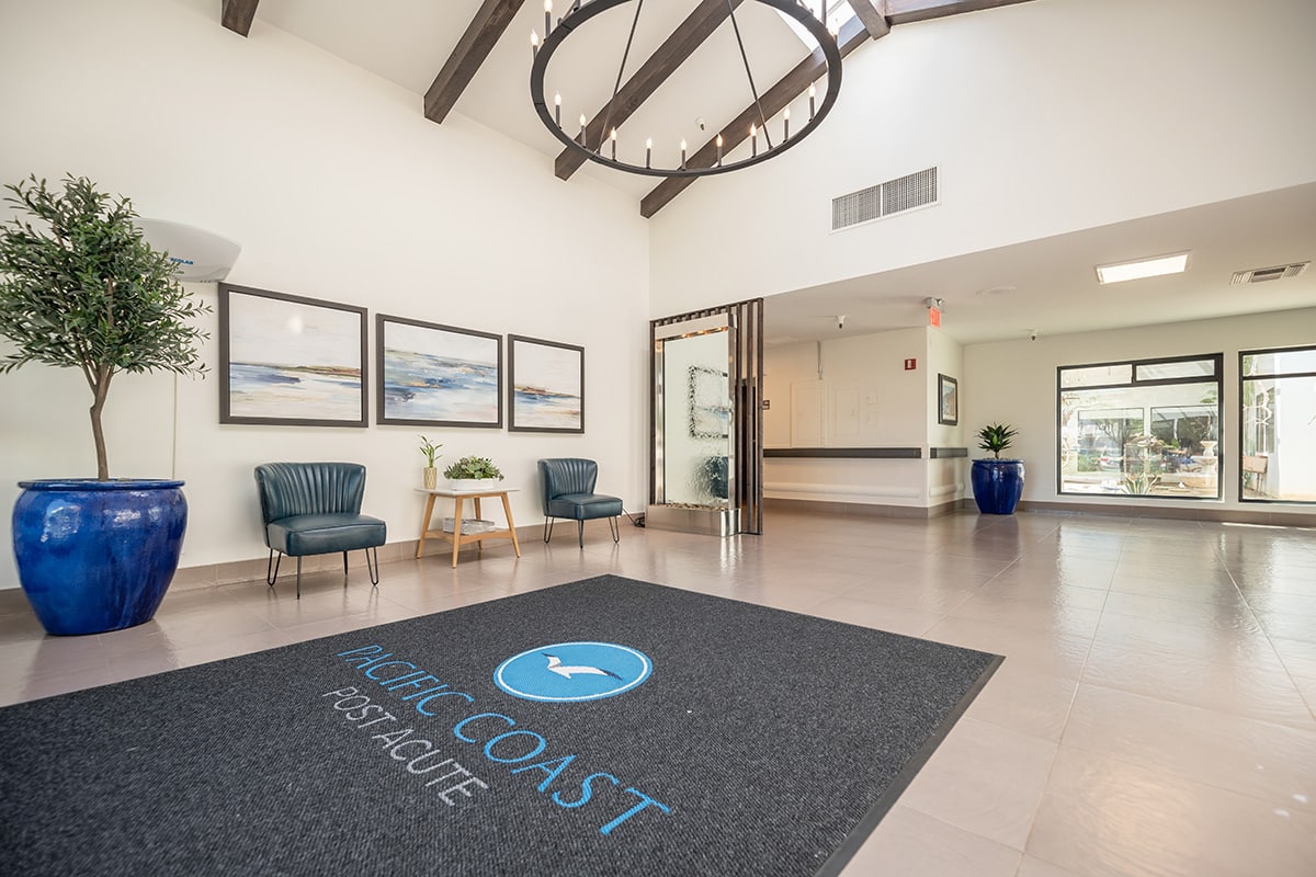 Thew front lobby and reception area of the Pacific Coast facility