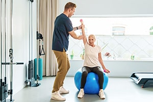 A woman doing physical therapy