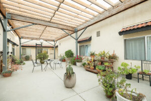 Back courtyard of Pacific Coast Post Acute